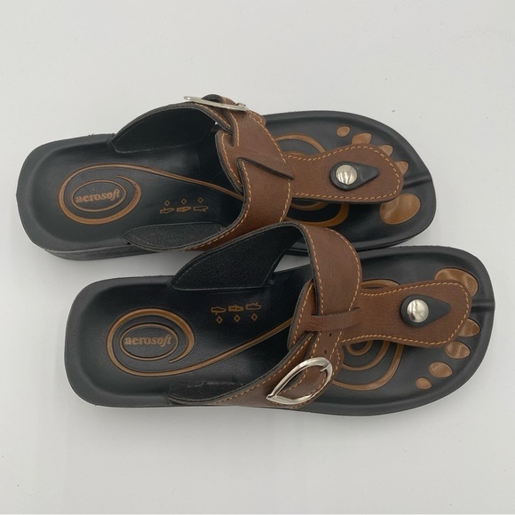 Aerosoft Freedom Arch Support T-Strap Thong Flip Flops Sandals Shoes Size 7 - Picture 2 of 7
